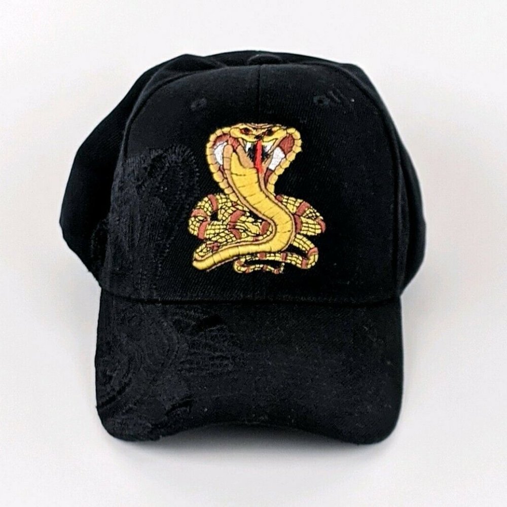 Cobra | Black Embroidered Gold Cap - E50